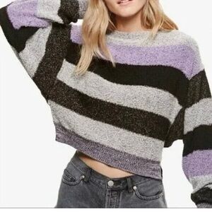 Free People Striped, Cropped Sweater